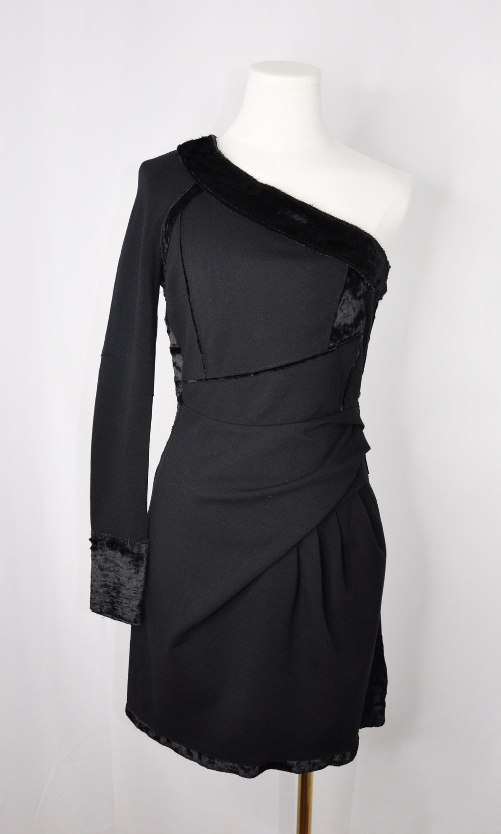 Adolfo Dominguez Vintage 2010s Cocktail Dress with Vegan fur detail