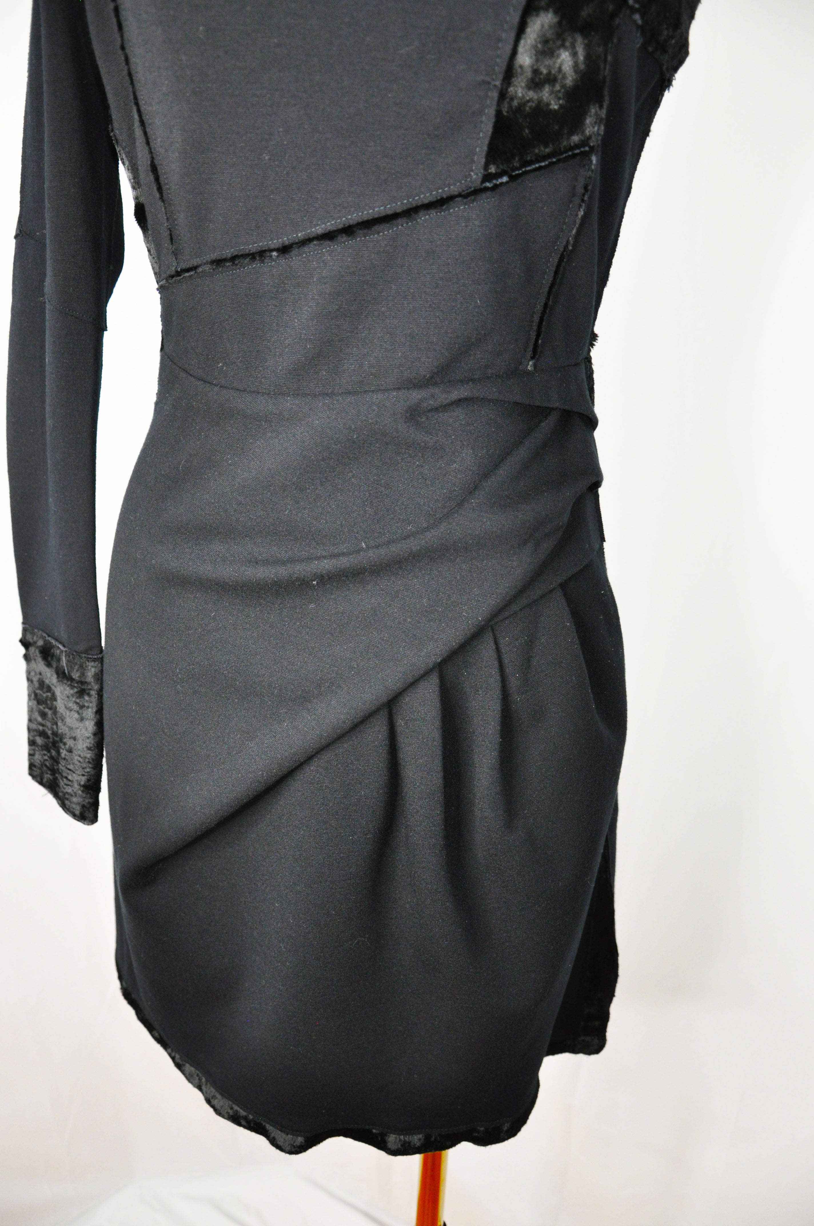 Adolfo Dominguez Vintage 2010s Cocktail Dress with Vegan fur detail