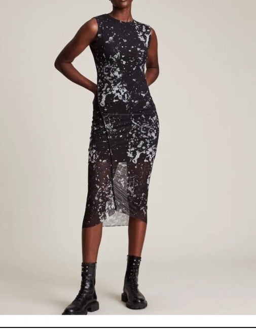 Vintage AllSaints 2018 Nora Portland Dress with Black and White Pattern in Excellent Condition - size 4