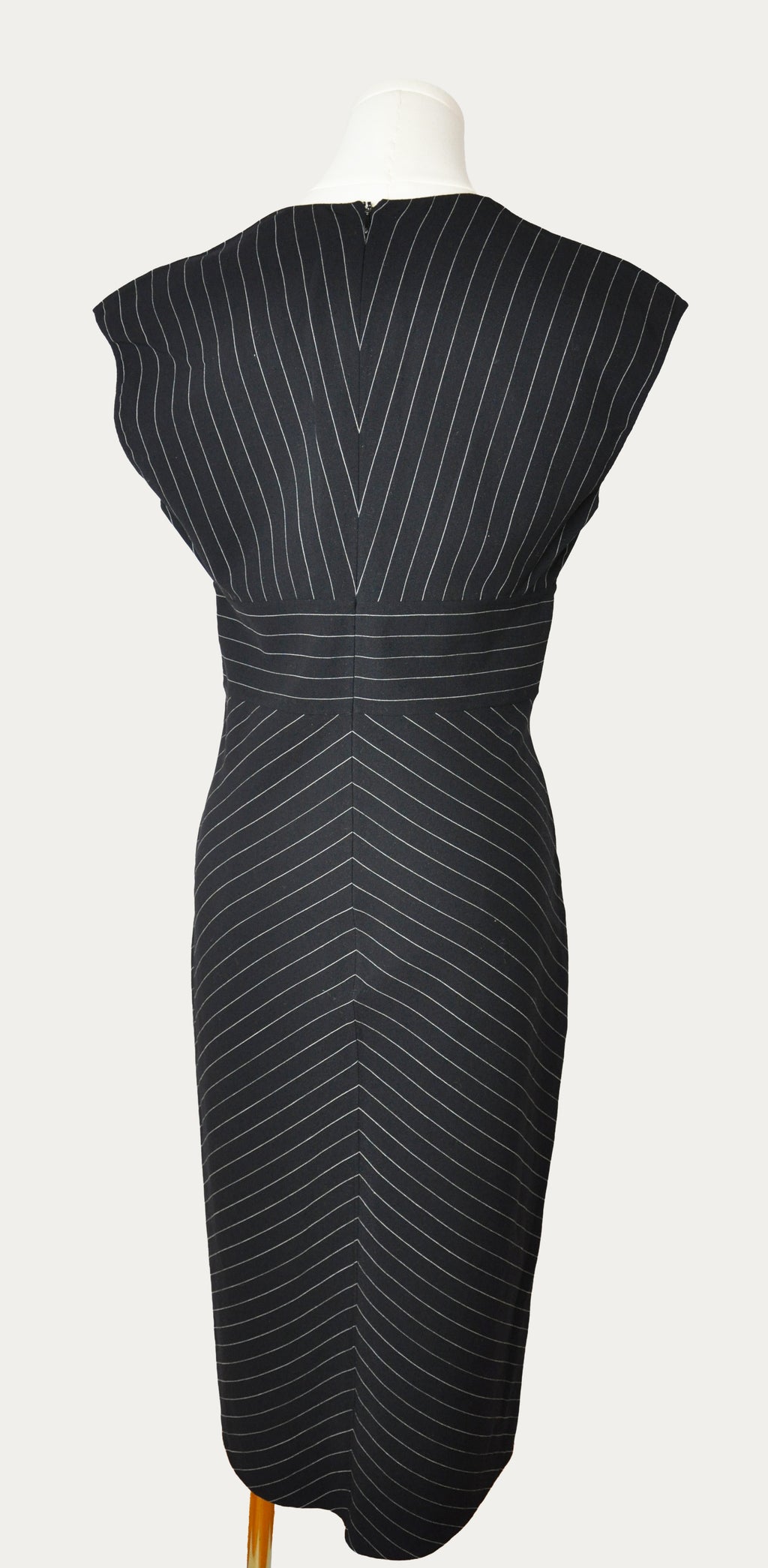 Vintage Celine 2000s Black Pinstriped Dress