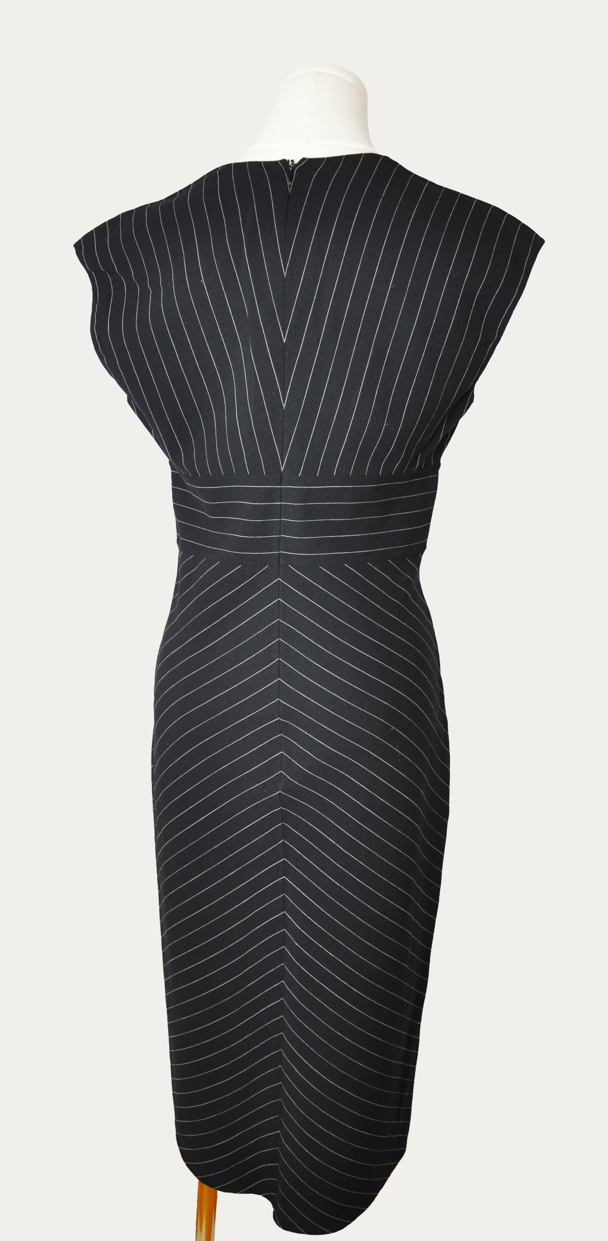 Vintage Celine 2000s Black Pinstriped Dress