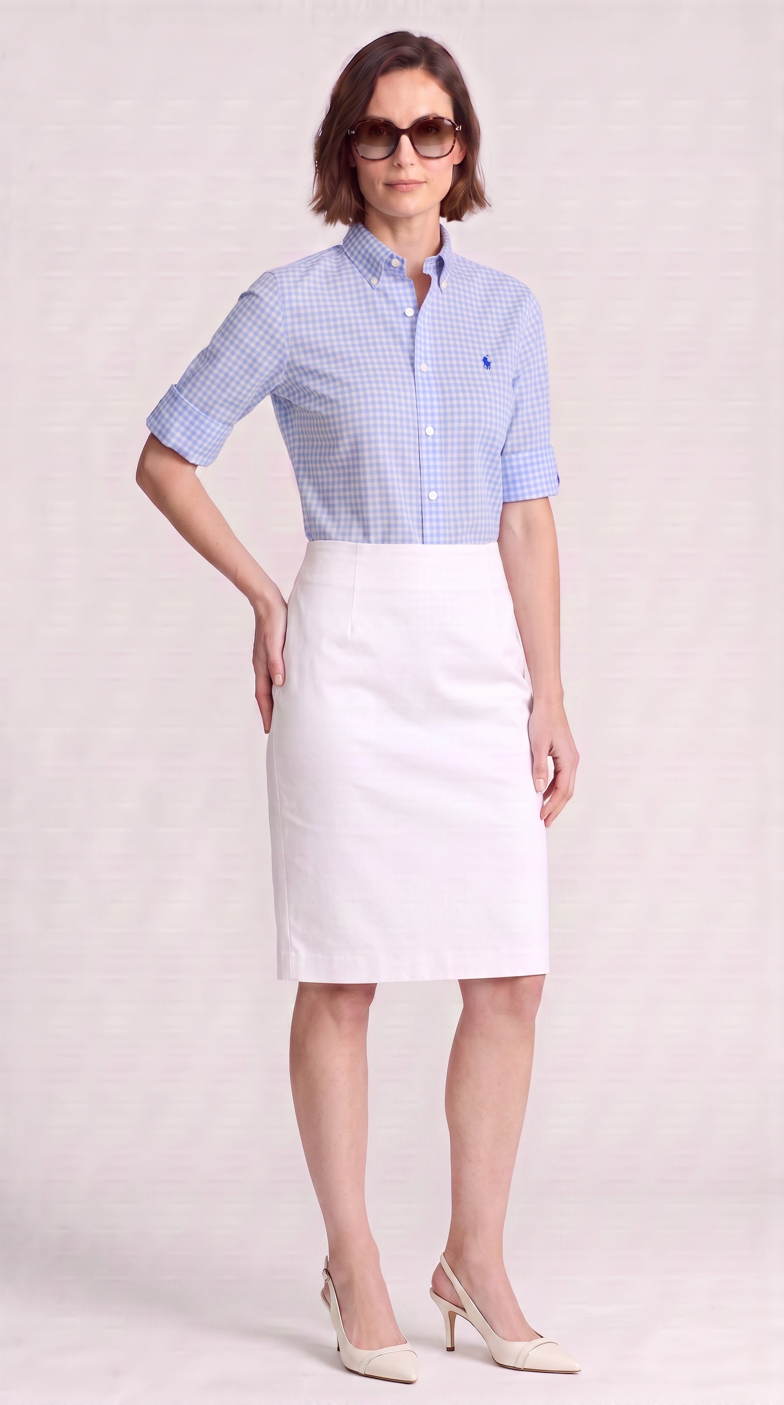 Vintage Ralph Lauren 2021 Blue Gingham Short Sleeve Shirt - Size S/P