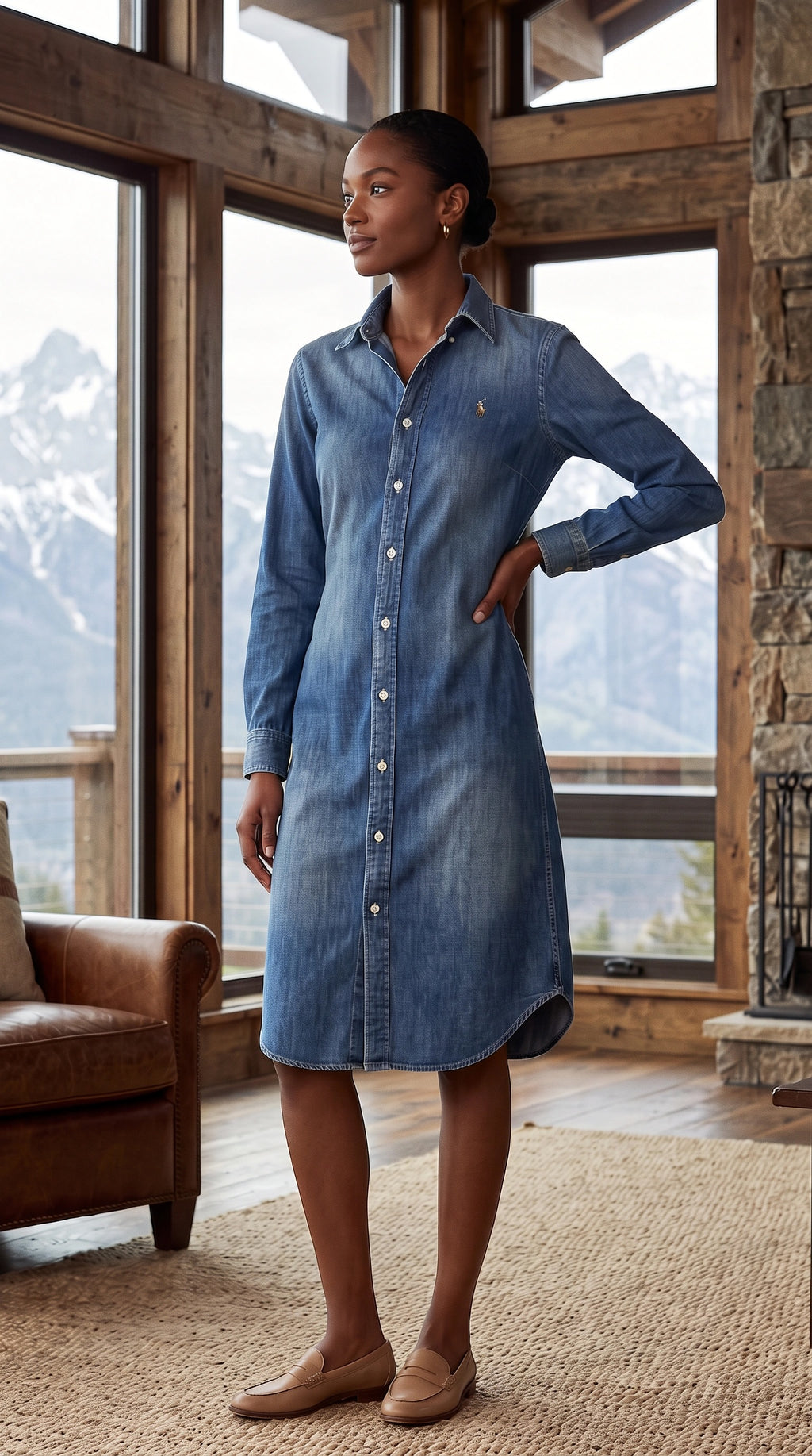 Vintage Ralph Lauren 2021 Blue Denim Button-up Dress, Excellent Condition - Size S/P