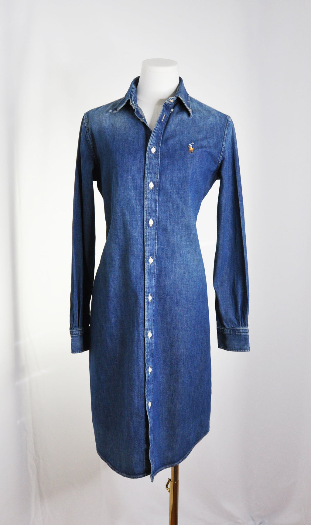 Vintage Ralph Lauren 2021 Blue Denim Button-up Dress, Excellent Condition - Size S/P