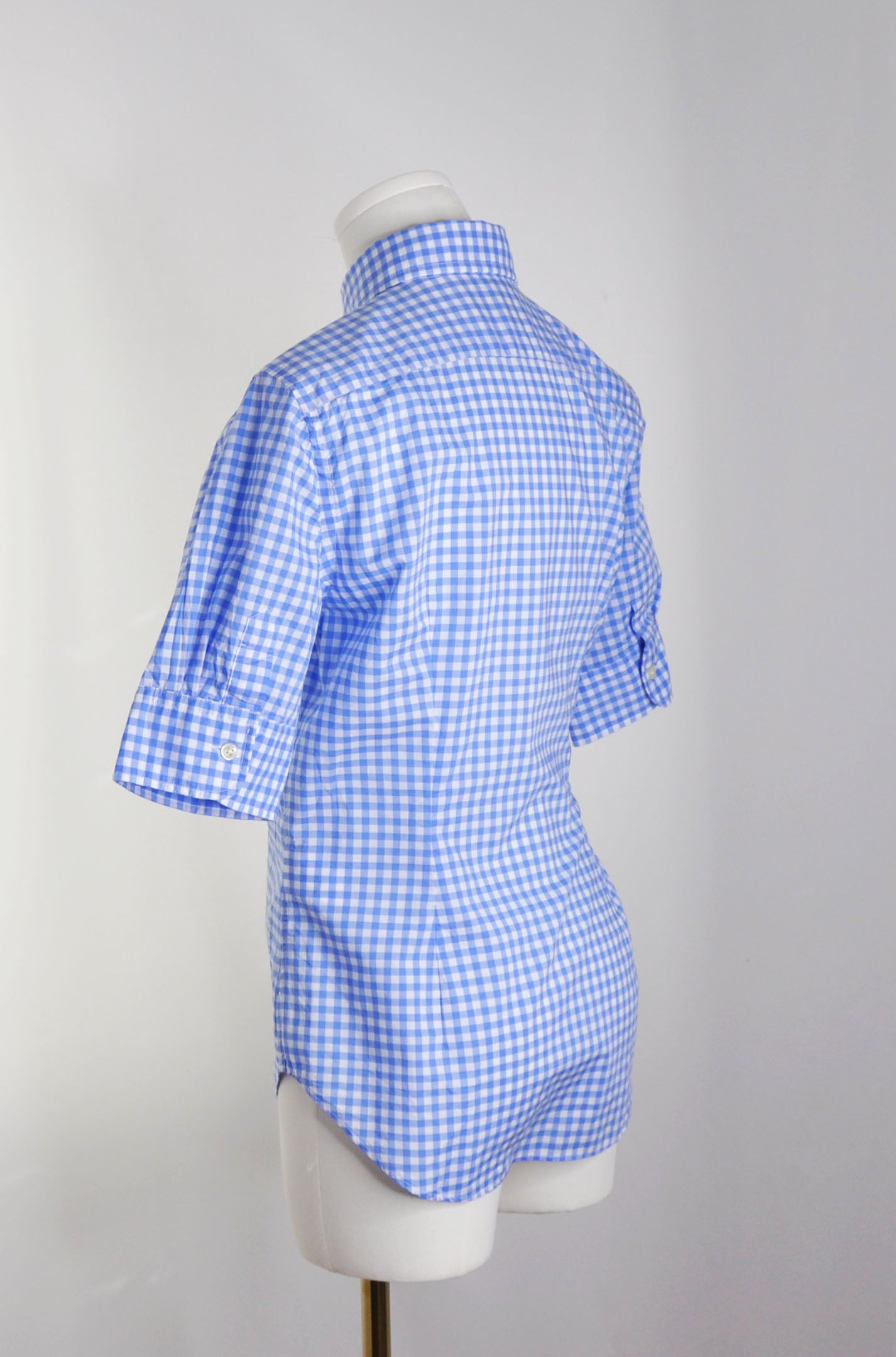 Vintage Ralph Lauren 2021 Blue Gingham Short Sleeve Shirt - Size S/P