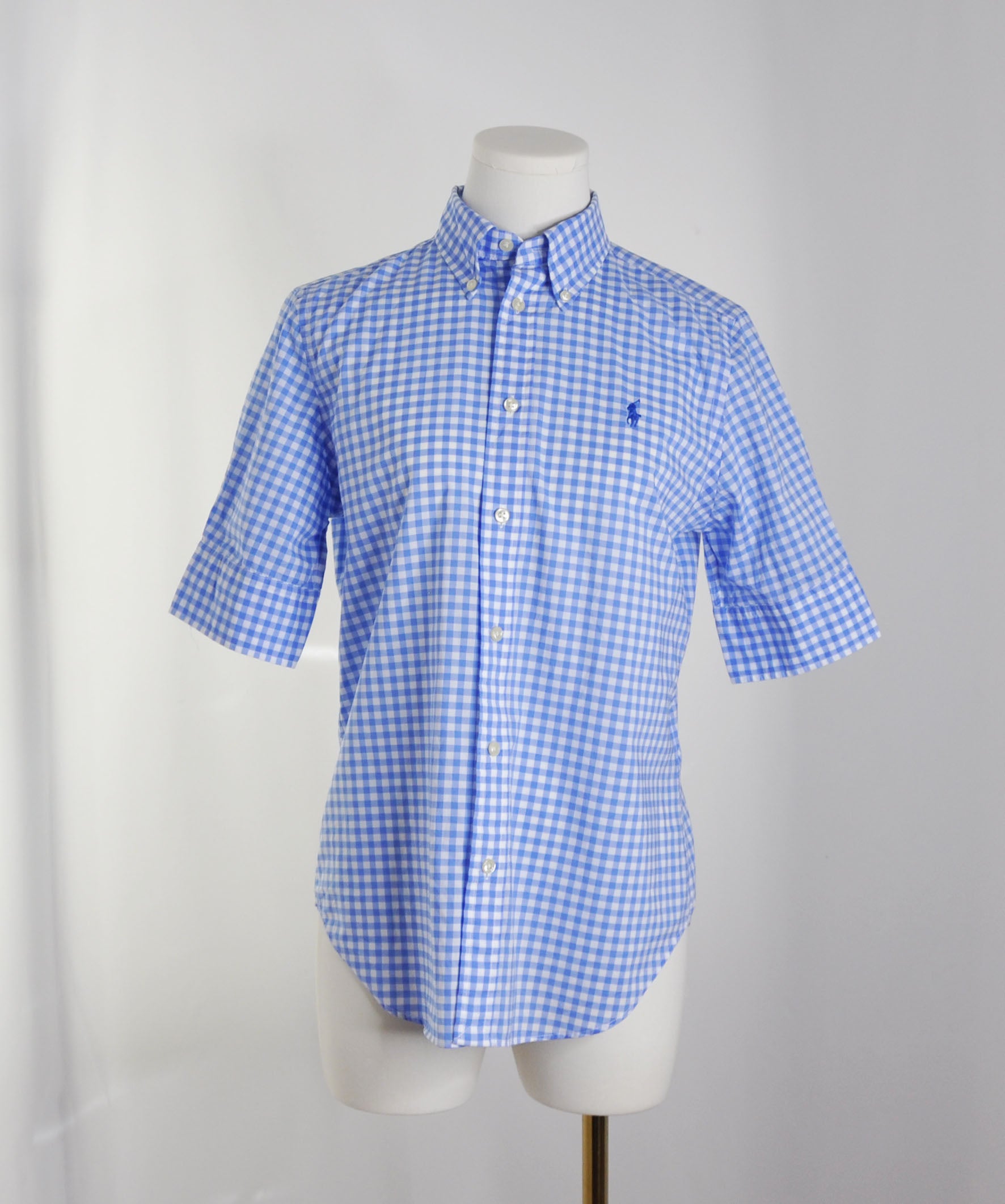 Vintage Ralph Lauren 2021 Blue Gingham Short Sleeve Shirt - Size S/P