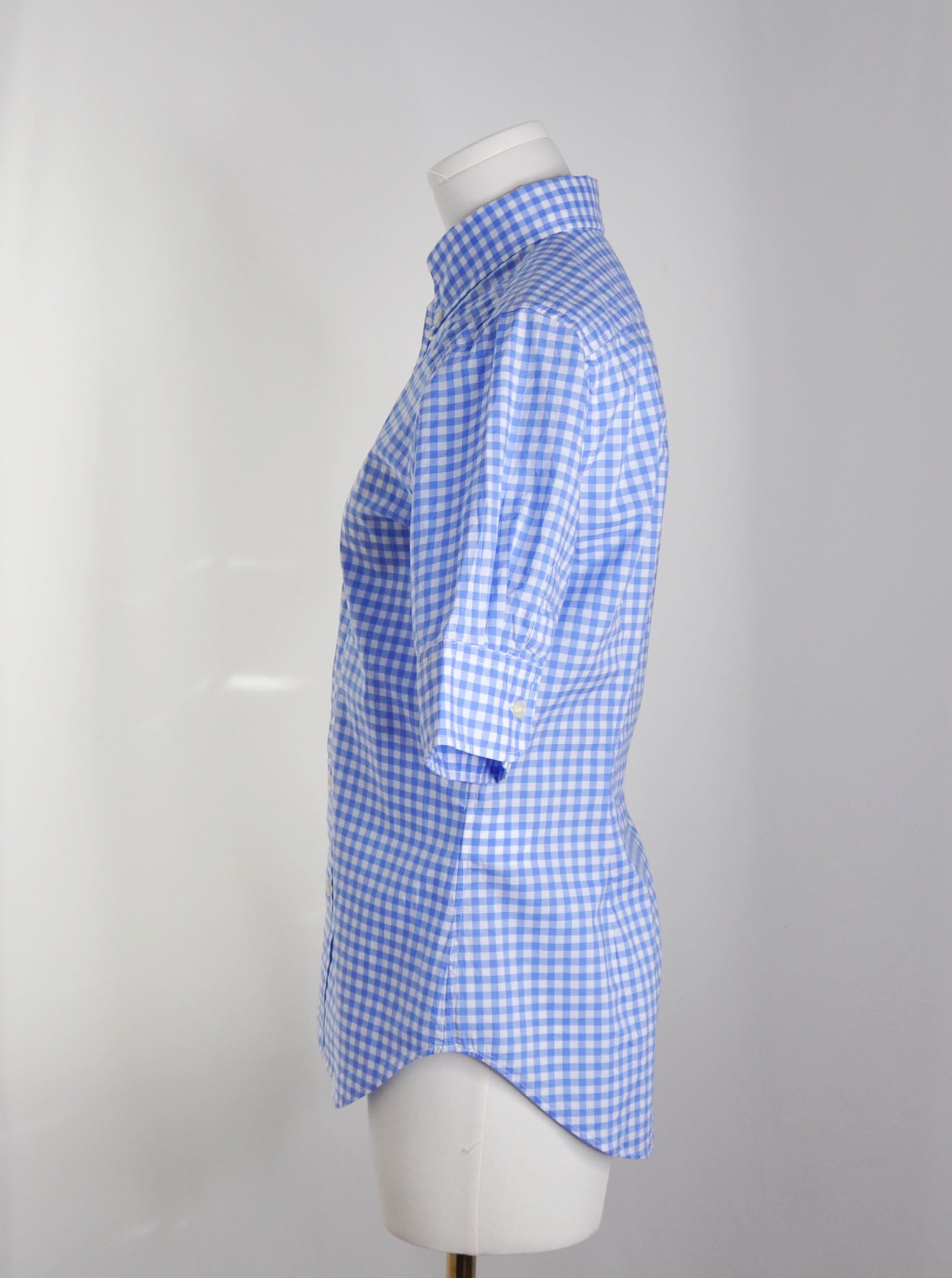 Vintage Ralph Lauren 2021 Blue Gingham Short Sleeve Shirt - Size S/P