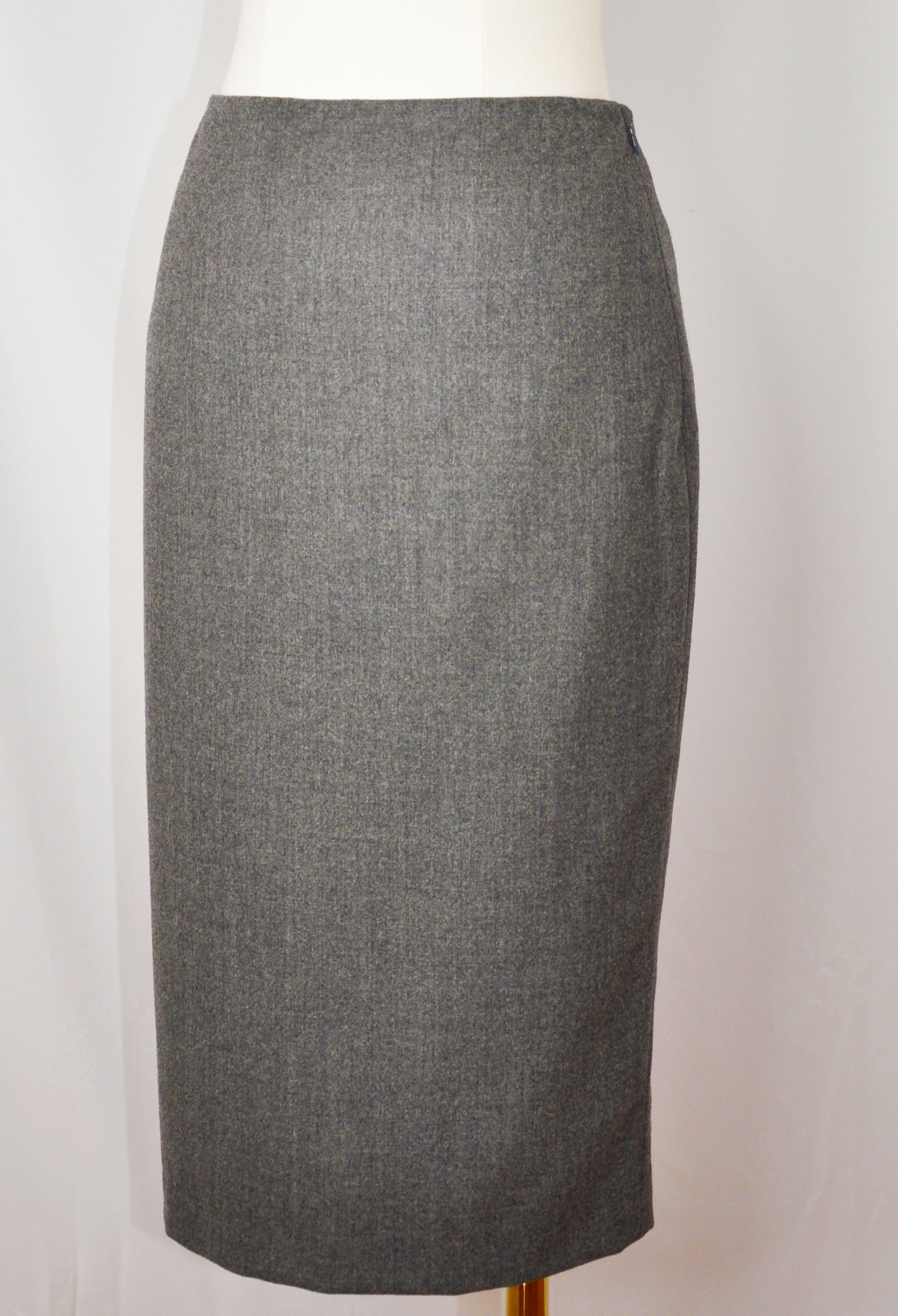 Vintage Ralph Lauren 2010s Gray Wool Pencil Skirt