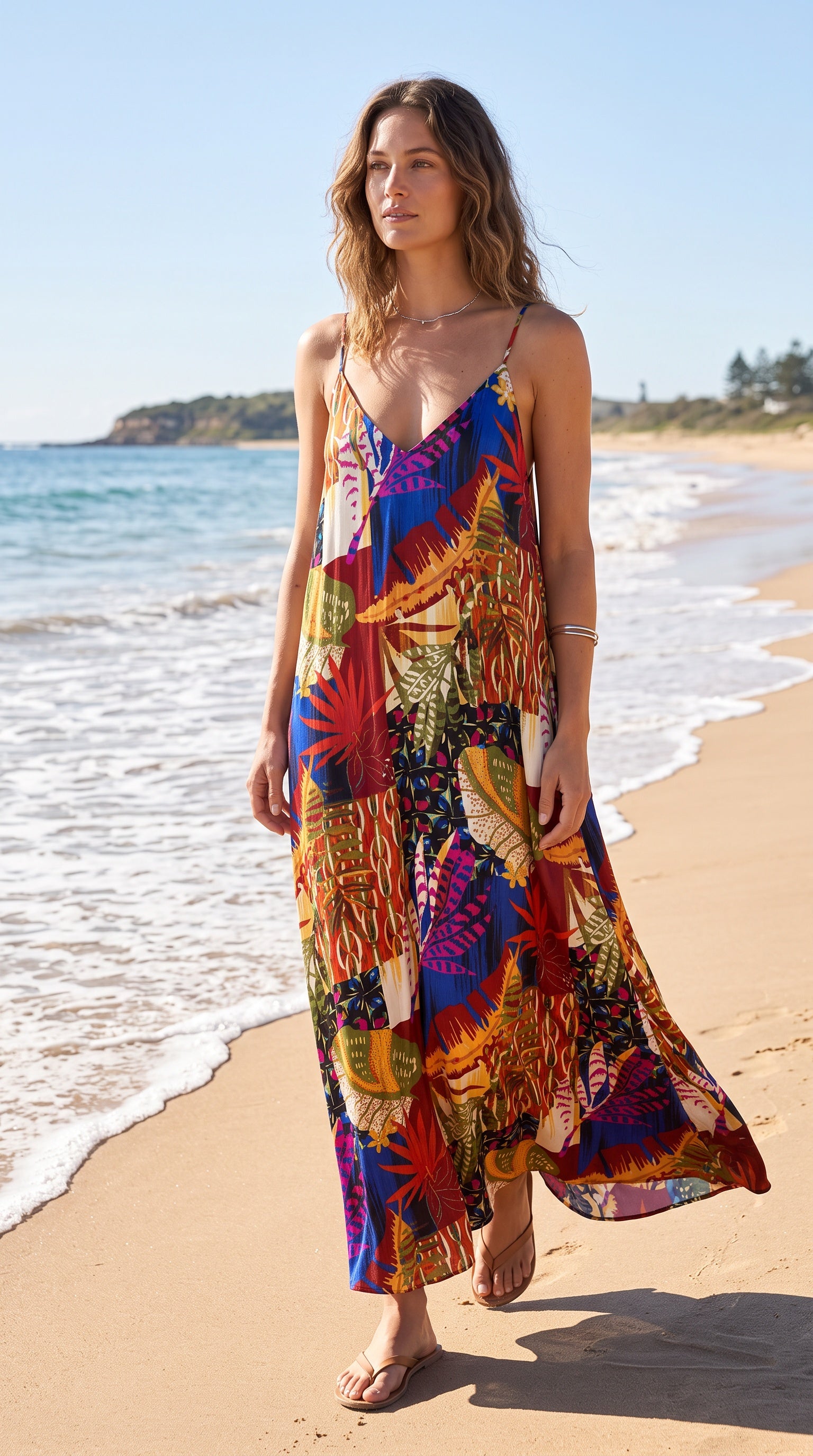 Pre-owned Tahari 2025 Colorful Long Summer Dress in Like-new condition - Size L