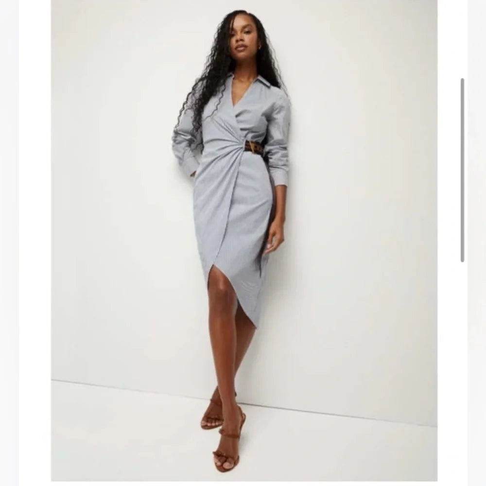 Vintage 2023 Jacinda Cotton blend Shirtdress  with blue stripes, excellent condition - size 4