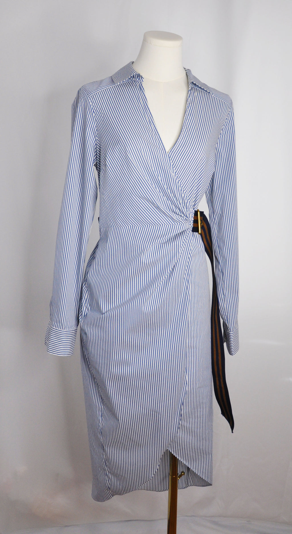 Vintage 2023 Jacinda Cotton blend Shirtdress  with blue stripes, excellent condition - size 4