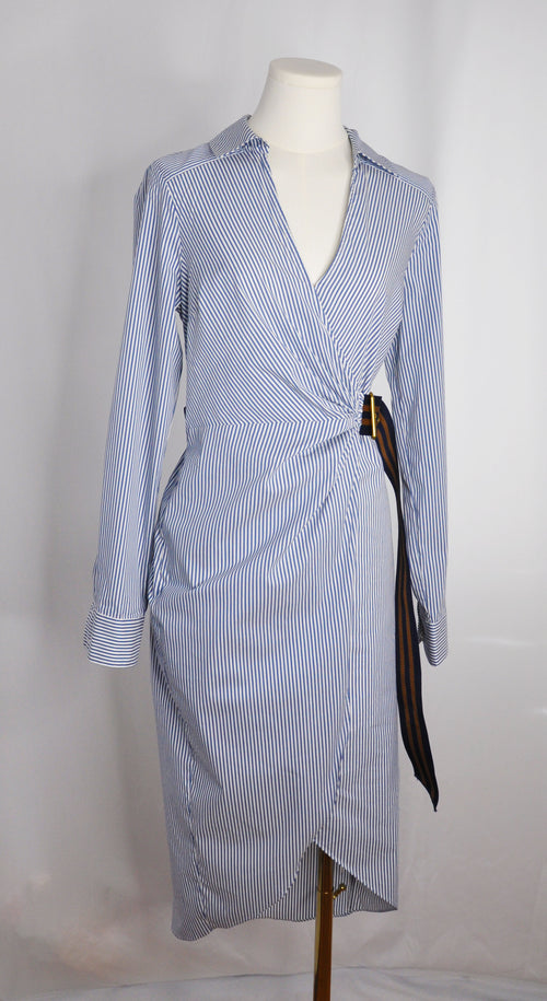 Vintage 2023 Jacinda Cotton blend Shirtdress  with blue stripes, excellent condition - size 4