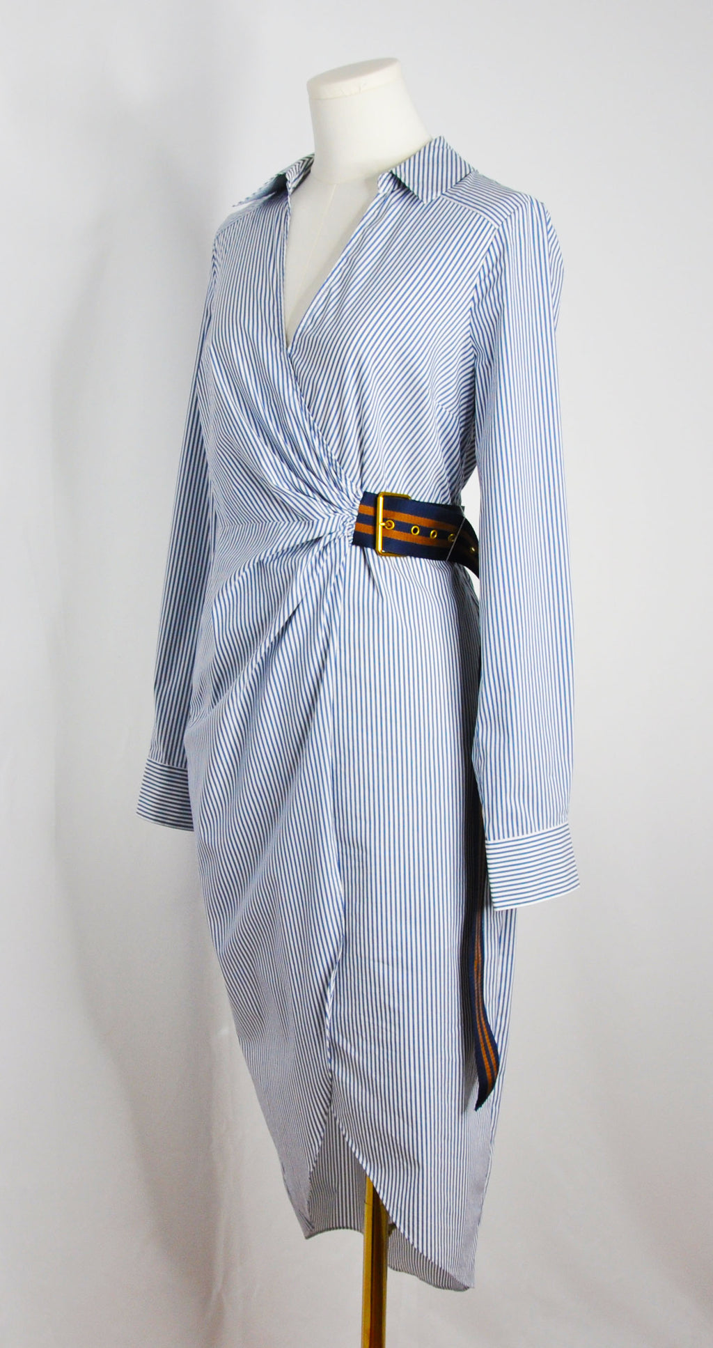 Vintage 2023 Jacinda Cotton blend Shirtdress  with blue stripes, excellent condition - size 4